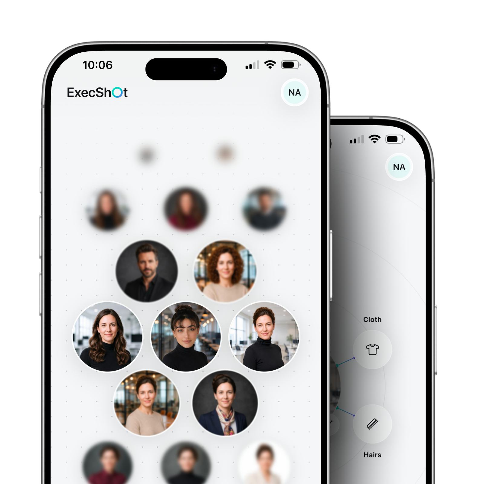 ExecShot professional headshot editor displayed on iPhones